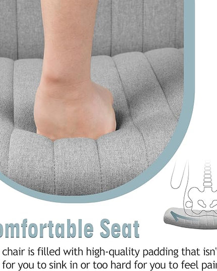 Armless Office Chair no Wheels, Ergonomic Wide Seat Swivel Desk Chair, Height Adjustable Cross Legged Comfortable Computer Chair for Living Room, Vanity Accent Chair LightGray - LeafyLoom