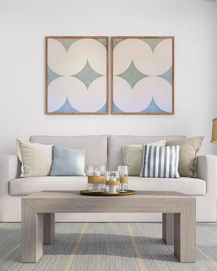 Plank+Beam Modern Rectangular Coffee Table, Solid Wood, 40 Inch, Rectangle Coffee Table for Living Room, Mini Center Tables for Small Spaces, Small Living Space Tea Table, Seashell Wirebrush - LeafyLoom