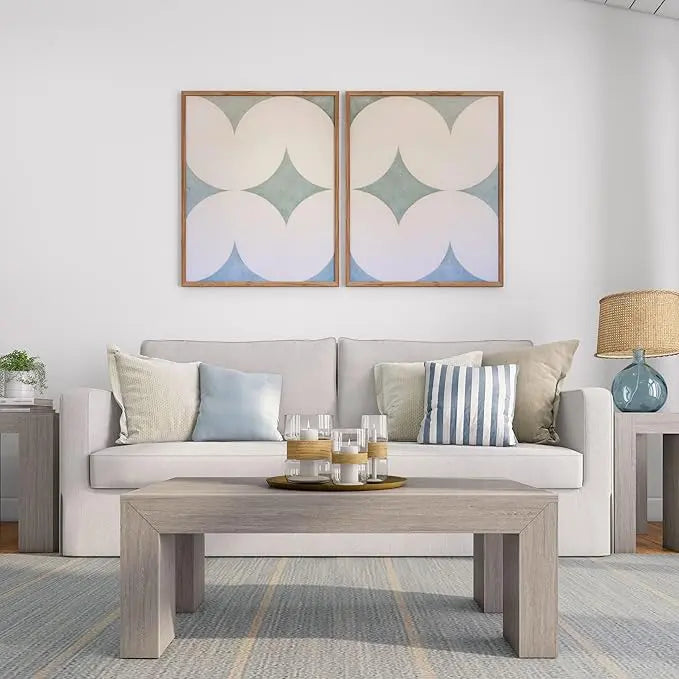 Plank+Beam Modern Rectangular Coffee Table, Solid Wood, 40 Inch, Rectangle Coffee Table for Living Room, Mini Center Tables for Small Spaces, Small Living Space Tea Table, Seashell Wirebrush - LeafyLoom