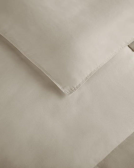 SERTA Simply Clean Ultra Soft Hypoallergenic Solid 3 Piece Comforter Set, King, Khaki - LeafyLoom