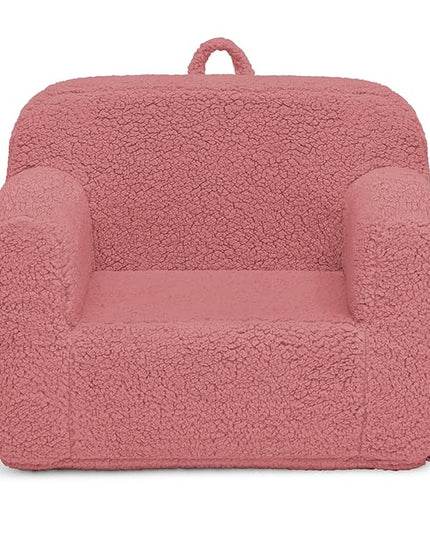 Delta Children Sherpa Cozee Chair - Foam Kids Chair for Ages 18 Months and Up, Rose - LeafyLoom