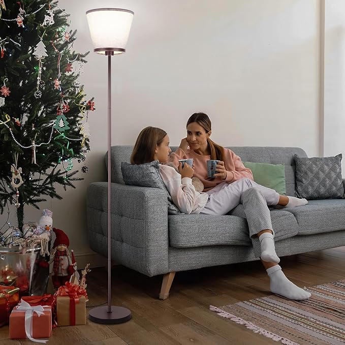 LED Floor Lamp, 3 Color Temperatures Floor Lamp for Living Room Bedroom Office, 68" Tall Standing Lamp Floor Lamp. 15W Bulb Included(Brown). - LeafyLoom