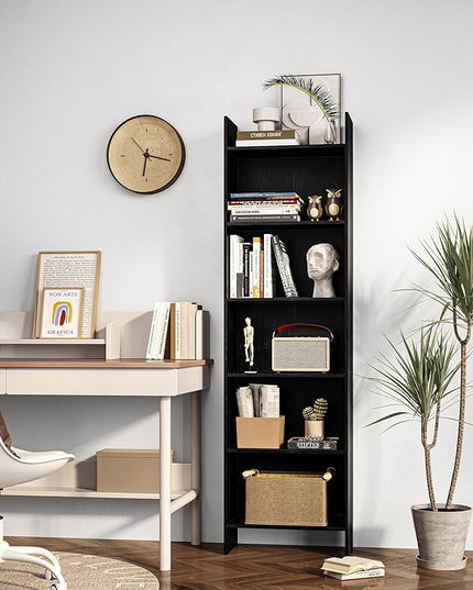 6-Tier Bookshelf, 66.9 Inches Floor Standing Bookcase, Display Storage Shelf, Corner Shelf, Home Decor Furniture for Home Office, Living Room, Bedroom, Black 01104XBC - LeafyLoom