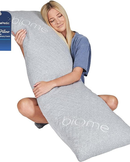 Snuggle-Pedic Long Body Pillow for Adults - Big 20x54 Pregnancy Pillows w/Shredded Memory Foam & Cooling Pillow Cover - Cuddle Firm Maternity Side Sleeper Pillow Insert to Hug for Bed - Grayy - LeafyLoom