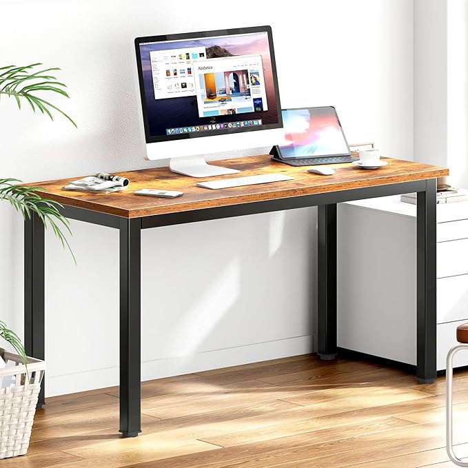 DlandHome 47inches Computer Desk Home Office Table Writing Desk Study Table Gaming Desk Worstation, Retro - LeafyLoom