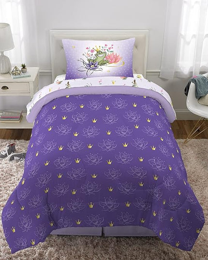 Disney Princess Tiana Kids Bedding Super Soft Microfiber Comforter And Sheet Set, 4 Piece Twin Size, "Official" Disney Product By Franco - LeafyLoom
