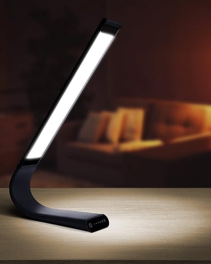 Luxe Cordless Eye Friendly LED Desk Lamp, USB Rechargeable, Up to 40 Hours of Continuous Light, Touch Control, 6 Brightness Levels, 3 Light Modes, 360 Adjustable Modern Design, Portable (Space Gray) - LeafyLoom