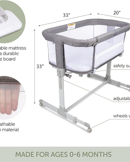 3 in 1 Baby Bassinet, Bedside Sleeper, & Playpen, Easy Folding Portable Crib (Grey)- KoolaBaby (Mesh Bassinet) - LeafyLoom