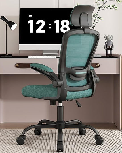 Home Office Chair, Ergonomic Desk Chair with Adjustable Lumbar Support, High Back Computer Chair- Adjustable Headrest with Flip-Up Arms, Swivel Task Chair for Home Office (Jungle) - LeafyLoom