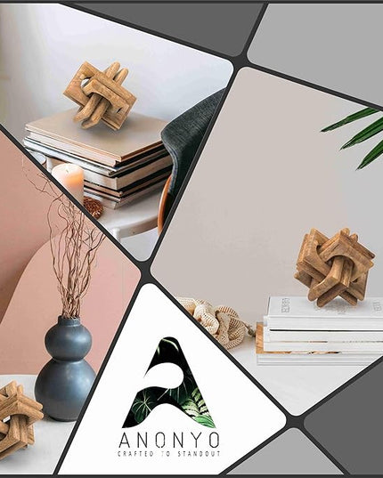 Wood Knot Decor Entry Table Boho Shelf Decor 6 Link Interlock Coffee Table Decor for Living Room and Modern Farmhouse Hand Crafted Natural Mango Wood Console Table Decor (Natural) - LeafyLoom