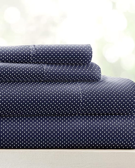 Linen Market 4 Piece Full Bedding Sheet Set (Navy Blue Hearts) - Sleep Better Than Ever with These Ultra-Soft & Cooling Bed Sheets for Your Full Size Bed - Deep Pocket Fits 16" Mattress - LeafyLoom