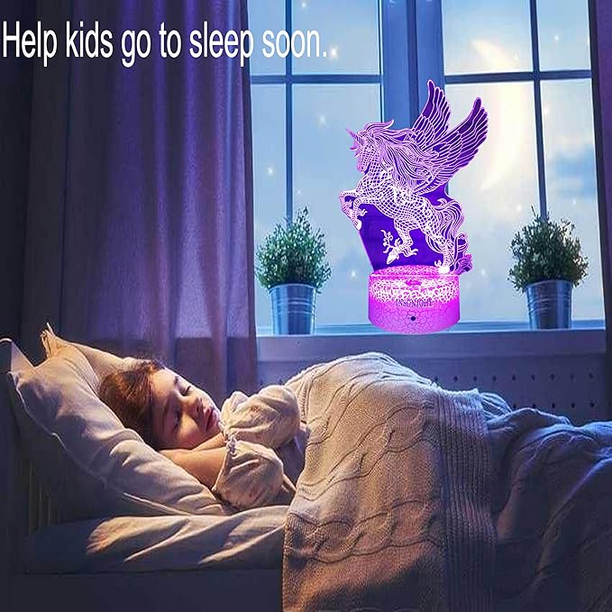 Unicorn Gifts Night Lights for Kids Night Light with Remote & Smart Touch 7 Colors + 16 Colors Changing Dimmable Unicorn Toys 3 4 5 6 7 8 9 Year Old Girl Boy Gifts (Unicorn Pegasus) - LeafyLoom
