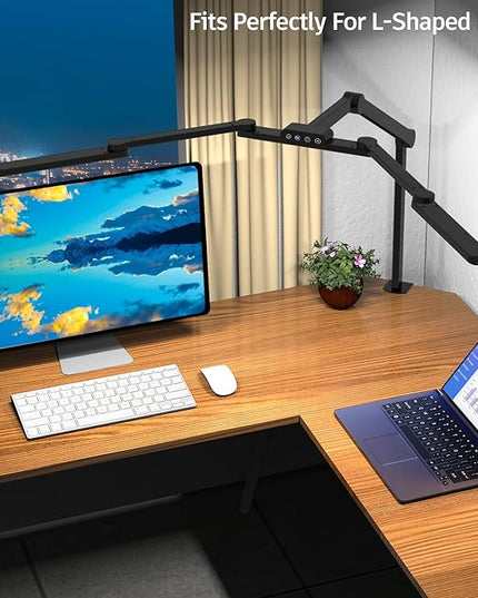 Transformable LED Desk Lamp, 41.5" Large Architect Desk Lamp with Clamp, 3 Light Bars Desk Light for Home Office, 24W Auto Dimming Office Lighting Table Light for L Shaped Desk - LeafyLoom