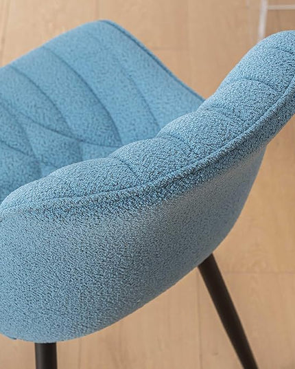 Velvet Dining Chairs Set of 2, Elegant Dining Room Chairs Curved Backrest, Modern Upholstered Dining Table Chair, Armless Bedroom Chairs for Kitchen Living Room Dining Room, Lake Blue - LeafyLoom
