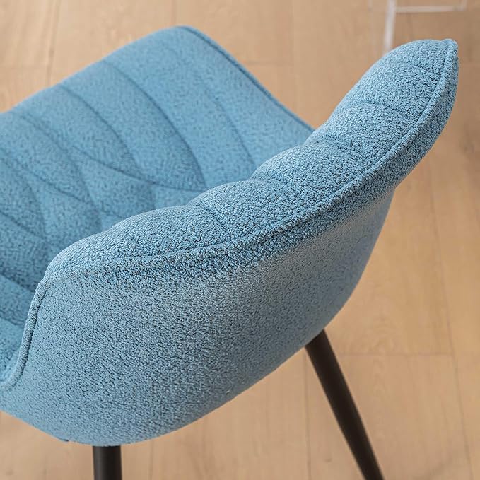Velvet Dining Chairs Set of 2, Elegant Dining Room Chairs Curved Backrest, Modern Upholstered Dining Table Chair, Armless Bedroom Chairs for Kitchen Living Room Dining Room, Lake Blue - LeafyLoom