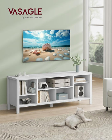 VASAGLE TV Stand for TVs up to 70 Inches, Entertainment Center with Storage Shelves, TV Console Table, Easy to Assemble, TV Cabinet for Living Room, Bedroom, Cloud White ULTV114W01 - LeafyLoom