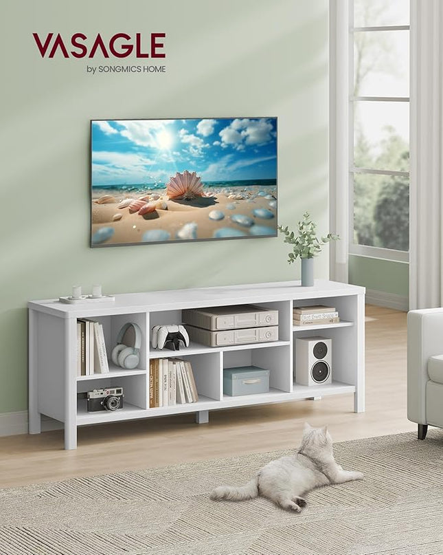VASAGLE TV Stand for TVs up to 70 Inches, Entertainment Center with Storage Shelves, TV Console Table, Easy to Assemble, TV Cabinet for Living Room, Bedroom, Cloud White ULTV114W01 - LeafyLoom