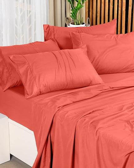 Utopia Bedding Queen Bed Sheets Set - 4 Piece Bedding - Brushed Microfiber - Shrinkage and Fade Resistant - Easy Care (Queen, Coral) - LeafyLoom