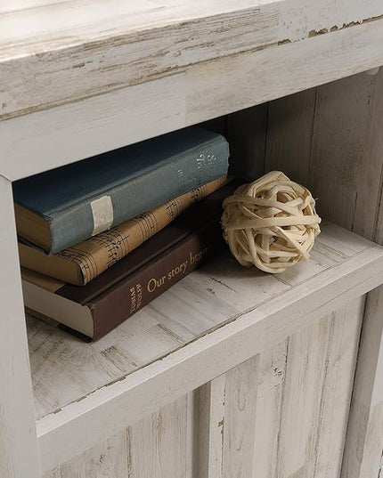 Sauder Dakota Pass L-Desk, L: 59.09" x W: 59.72" x H: 30.00", White Off-White - LeafyLoom