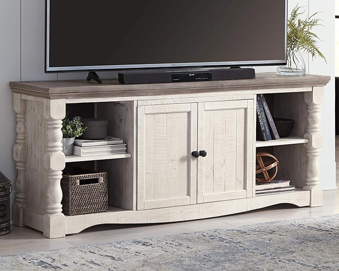 Signature Design by Ashley Havalance Farmhouse TV Stand and End Table Bundle | Fits TVs up to 65 inches - LeafyLoom