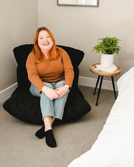 Big Joe Roma Bean Bag Chair, Black Plush, Soft Polyester, 3 feet - LeafyLoom