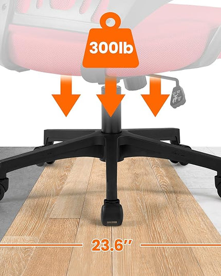 Yaheetech Office Chair Desk Chair Mid Back Mesh Task Chair Computer Chair Ergonomic Rolling Swivel Chair Adjustable Executive Chair with Lumbar Support Armrests, Red - LeafyLoom