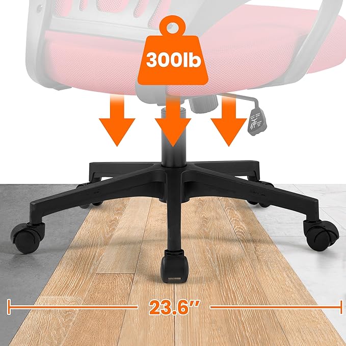 Yaheetech Office Chair Desk Chair Mid Back Mesh Task Chair Computer Chair Ergonomic Rolling Swivel Chair Adjustable Executive Chair with Lumbar Support Armrests, Red - LeafyLoom