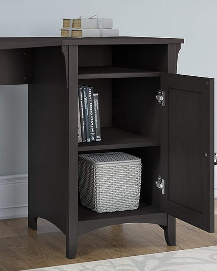 Bush Furniture Salinas 55, Corner Desk with Storage Cabinet, Vintage Black (SAD155VB-03) - LeafyLoom