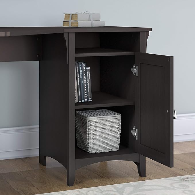 Bush Furniture Salinas 55, Corner Desk with Storage Cabinet, Vintage Black (SAD155VB-03) - LeafyLoom