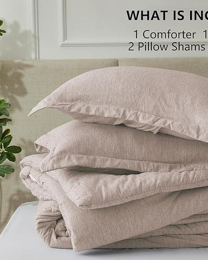 CozyLux King Size Comforter Set - 3 Pieces Warm Taupe Soft Luxury Cationic Dyeing Tan Bedding Comforter for All Season, Breathable Lightweight Fluffy Boho Bed Sets with 1 Comforter and 2 Pillow Shams - LeafyLoom