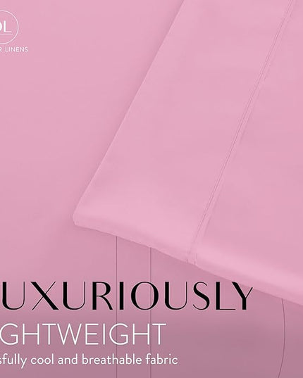 Danjor Linens California King Sheet Set - 6 Piece Set Including 4 Pillowcases - Deep Pockets - Breathable, Soft Bed Sheets - Wrinkle Free - Machine Washable - Pink Cal King Bed Sheets - 6 pc - LeafyLoom