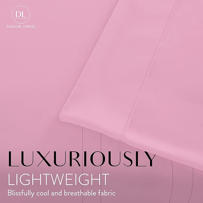 Danjor Linens California King Sheet Set - 6 Piece Set Including 4 Pillowcases - Deep Pockets - Breathable, Soft Bed Sheets - Wrinkle Free - Machine Washable - Pink Cal King Bed Sheets - 6 pc - LeafyLoom