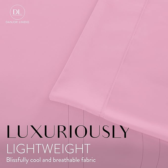 Danjor Linens Queen Sheet Set - 6 Piece Set Including 4 Pillowcases - Deep Pockets - Breathable, Soft Bed Sheets - Wrinkle Free - Machine Washable - Pink Sheets for Queen Size Bed - 6 pc - LeafyLoom