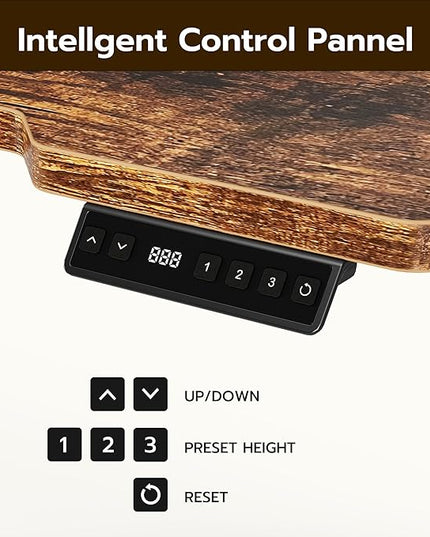 59" Reversiable L-Shaped Electric Standing Desk Adjustable Height Gaming Stand Up Corner Desk Sit Stand Home Office Computer Desk with Splice Board,Rustic Brown Top - LeafyLoom