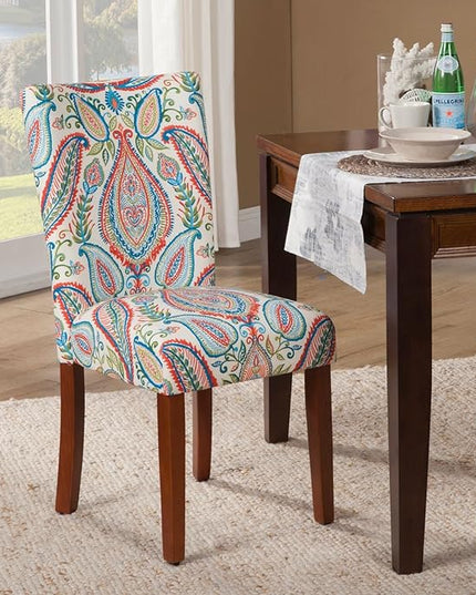 HomePop Parsons Classic Upholstered Accent Dining Chair, Set of 2, Colorful Paisley - LeafyLoom