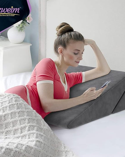 Adjustable Bed Wedge Pillow for Sleep Apnea, Gerd, Acid Reflux, Post Surgery, Heartburn - Foam Wedge Pillow for Back Pain Relief, Sleep Apnea Pillow Wedge or Bed Wedge Pillow for Sleeping for Seniors - LeafyLoom