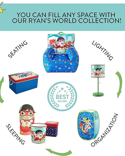 Idea Nuova Ryan's World Toddler Nylon Bean Bag Chair with Piping & Top Carry Handle Large - LeafyLoom