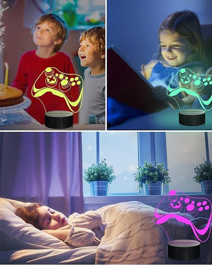 Attivolife Gamepad 3D Lamp, Hologram Illusion Controller Night Light for Kid, 16 Colors Changing & Remote Dimmer Control, Cool Boy Girl Video Gaming Room Accessories as Xmas Birthday Gift for Teen - LeafyLoom