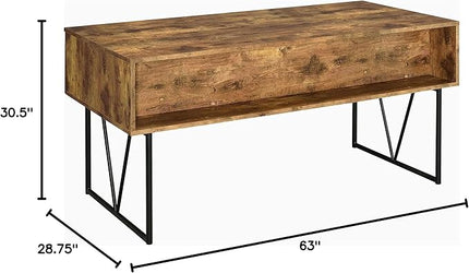 Coaster Home Furnishings Analiese Rustic 63-Inch 4-Drawer Home Office Computer Writing Desk Study Table with Storage Engineered Eco-Friendly Wood Look Laminate Sturdy Steel Base Rustic Nutmeg 800999 - LeafyLoom