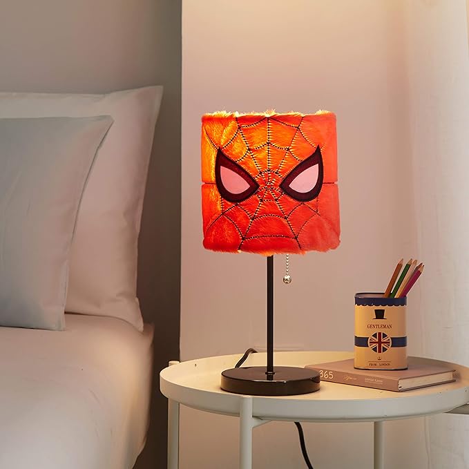 Idea Nuova Marvel Spiderman Plush Shade Stick Table Lamp, Red - LeafyLoom