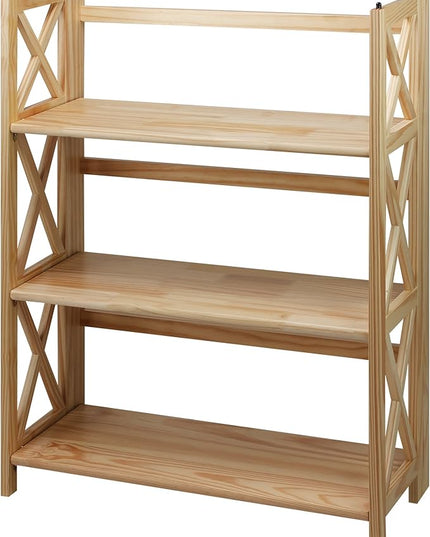 Casual Home Montego 3-Shelf Folding Bookcase, Natural (New) - LeafyLoom