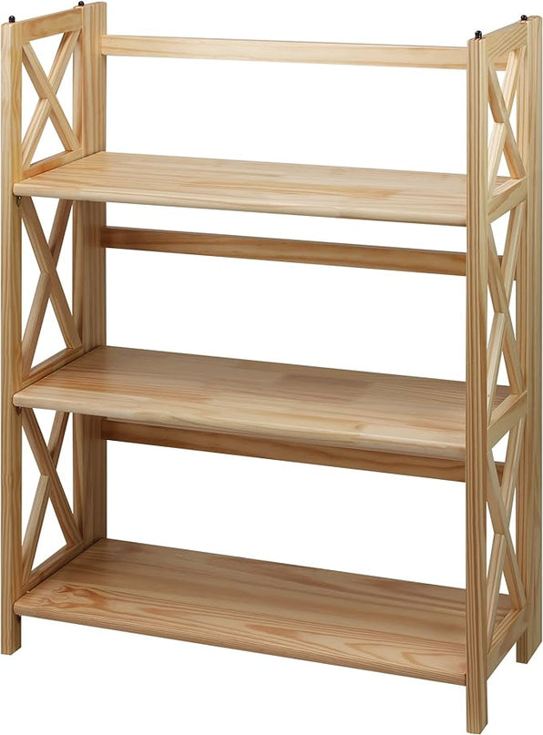 Casual Home Montego 3-Shelf Folding Bookcase, Natural (New) - LeafyLoom