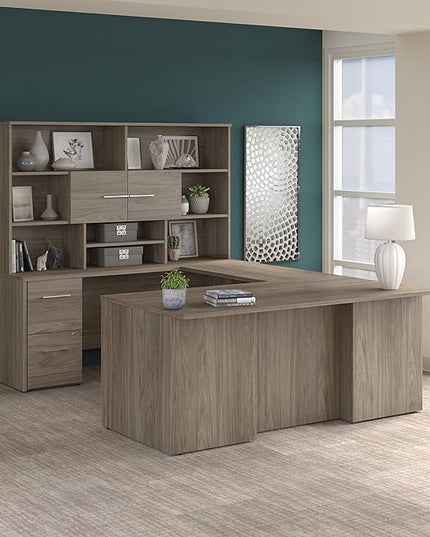 Bush Business Furniture 500 Home Office Desk, 72W, Modern Hickory - LeafyLoom
