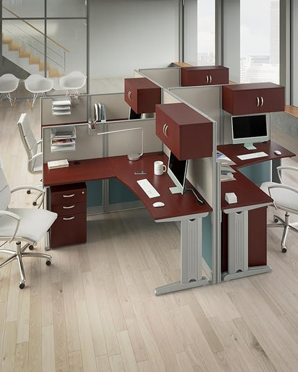 Bush Business Furniture Office in an Hour 3 Rolling File Cabinet | Mobile Under Desk Drawers for Letter, Legal, and A4-size Document Storage, Hansen Cherry - LeafyLoom