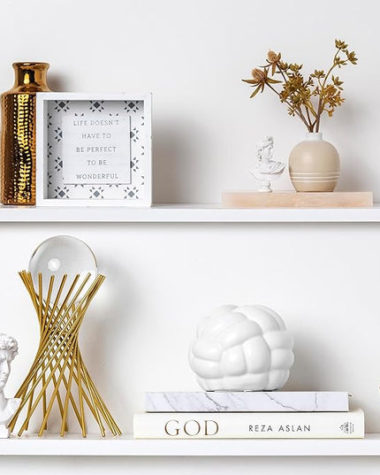 Knot Decor, Chain Link Decor, Coffee Table Books Decor, Shelf Decor Accents, Modern Decor for Decorative Books, Minimalist Bookshelf Decor, Infinity Sculpture Sphere (5x4) (White, 5x4inc) - LeafyLoom