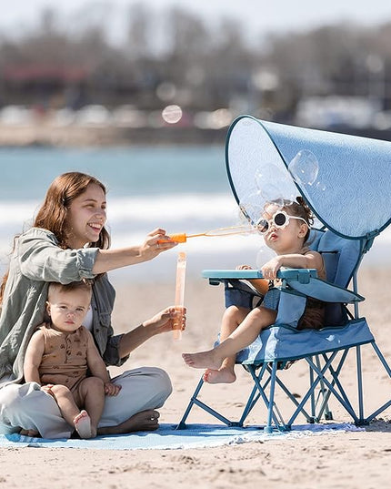 Baby Delight Go with Me Venture Portable Chair | Indoor and Outdoor | Sun Canopy | 3 Child Growth Stages | Blue Wave - LeafyLoom