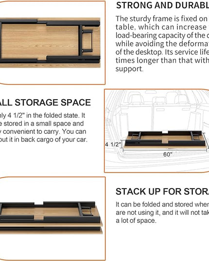 Need Home Office Desk - Large Computer Desk Sturdy Table Foldable Desk Gaming Computer Table No Assembly Required AC5BB 60 inch - LeafyLoom
