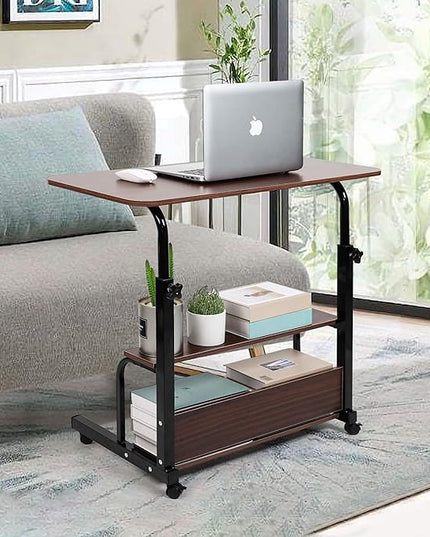 Portable Computer Desk Adjustable Home Office Desk Bedside Universal Movable Table Small Spaces Furniture Storage Convenient Desk Home Office Living Room Sofa Desk Size 15.7 * 31.5 Inch,Pure Brown - LeafyLoom