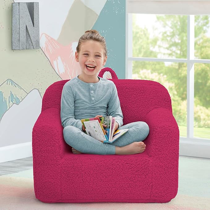 Delta Children Cozee Sherpa Chair, Hot Pink - LeafyLoom