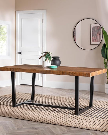 Walker Edison Andre Modern Solid Wood Dining Table, 72 Inch, Rustic Oak - LeafyLoom